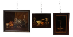 Belgian Artist, Still Lifes, 1984, Oil on Canvas Paintings, Framed, Set of 3