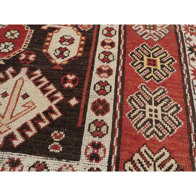 Rustic Early 20th Century Handmade Caucasian Kazak Throw Rug For Sale - Image 3 of 6