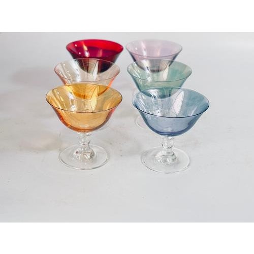 Vintage Chromatic Colored Champagne Glasses, Set of 6 For Sale - Image 11 of 16