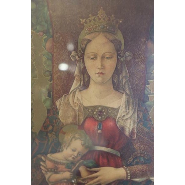Madonna Della Candeletta by Carlo Crivelli Lithograph Carved Polychromed Frame For Sale - Image 11 of 12