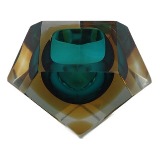 Diamond Murano Glass Ashtray by Flavio Poli for Seguso, 1960s For Sale
