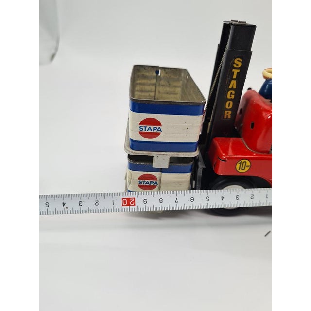 Metal Forklift from Stagor with Boxes from Stapa, Germany, 1960s For Sale - Image 9 of 12