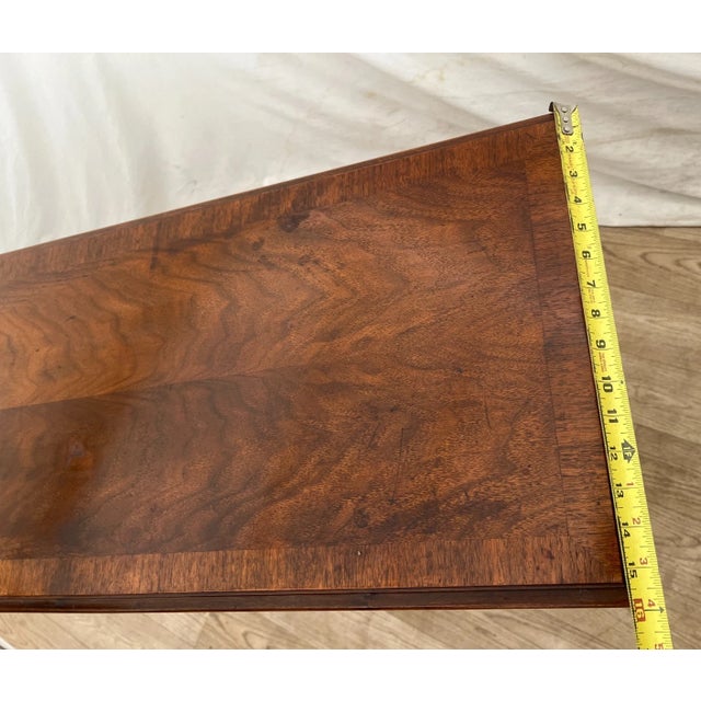 1950s Solid Walnut Petite Desk Vanity, Chippendale Style, Three Dovetail Drawers For Sale - Image 9 of 11