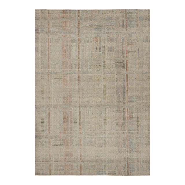 Rug & Kilim’s Distressed Abstract Rug With Polychromatic Geometric Pattern For Sale
