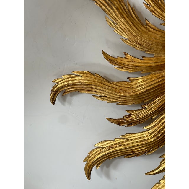 French Hand-Carved Giltwood Sunburst Mirror, Hollywood Regency, 1940s For Sale - Image 12 of 16
