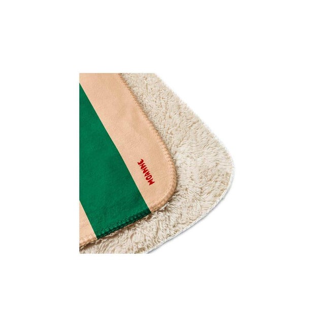 Green and Beige Striped Boreal Blanket by Moanne For Sale - Image 4 of 5