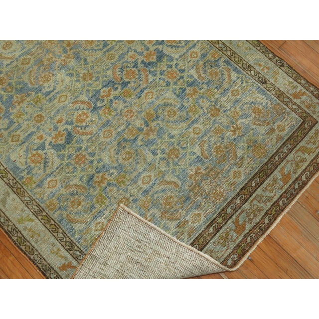 Early 20th Century Powder Blue Malayer, 4'3'' X 6'8'' For Sale - Image 4 of 7