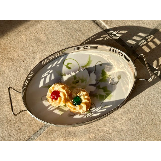 Antique Art Deco Serving Tray in Ceramic and Metal from BMF, Germany, 1920s For Sale - Image 16 of 18