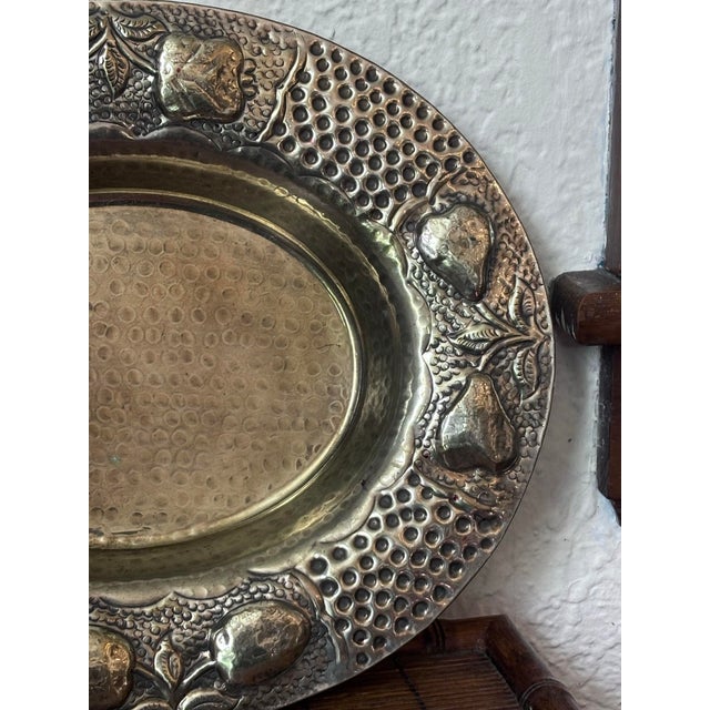 Late 20th Century Late 20th Century Hammered Silver Fruit Motif Deep Platter For Sale - Image 5 of 9
