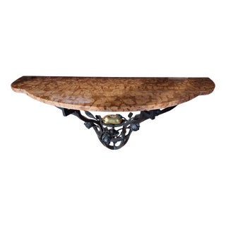 Italian Hanging Console Table in Metal and Marble, 1960s For Sale