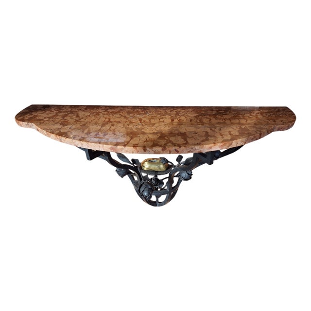 Italian Hanging Console Table in Metal and Marble, 1960s For Sale