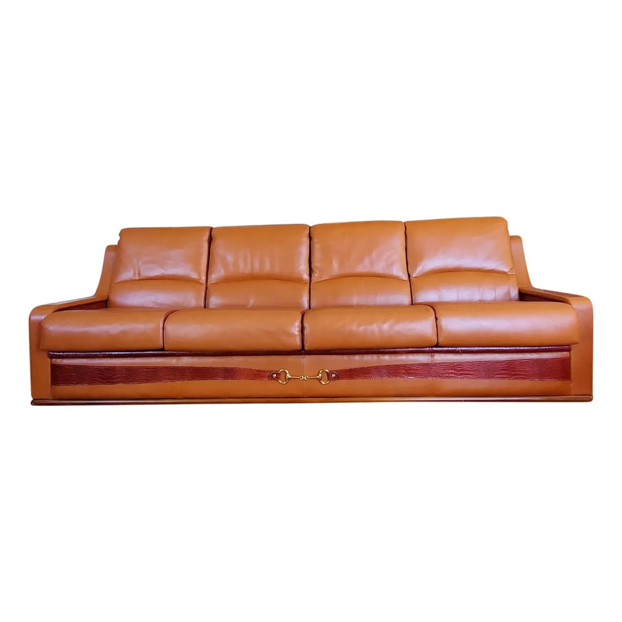 1980s Vintage Formitalia Paolo Gucci Leather Sofa | Chairish