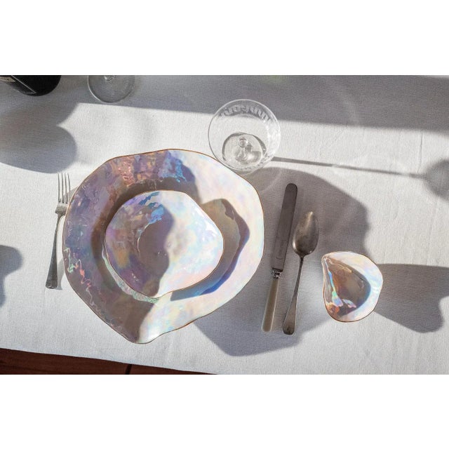 Contemporary Indulge Nº2 Handmade Bowls in Iridescent Porcelain with 24-Carat Golden Rim by Sarah-Linda Forrer, Set of 4 For Sale - Image 3 of 7