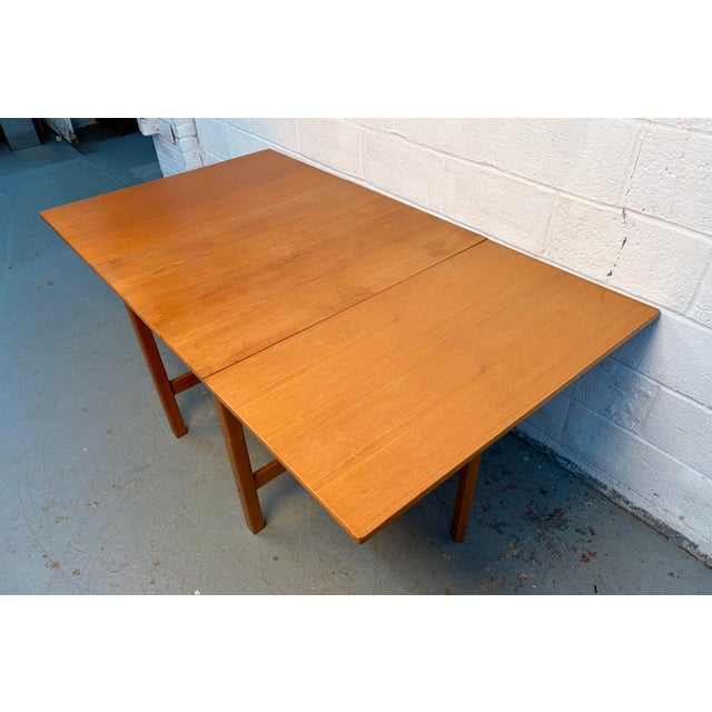 Wood Mid 20th Century Drop-Leaf Solid Teak Dining Table From S. Burchardt Nielsen Danish-German For Sale - Image 7 of 18