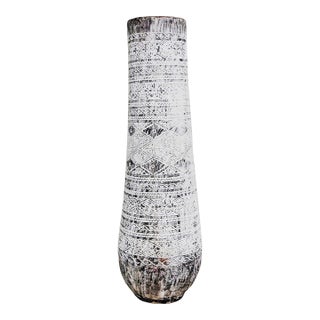 Organic Coastal Carved Palm Tree Trunk Pedestal Planter For Sale