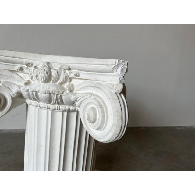 White Vintage Neoclassical - Style Column Plaster Pedestal / Side Table Base For Sale - Image 8 of 13