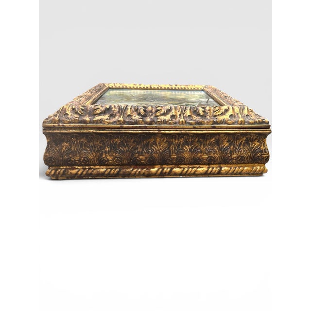 1970s Large Florentine Giltwood Box With J. Van Ruisdael Dutch Landscape Painting. For Sale - Image 5 of 14