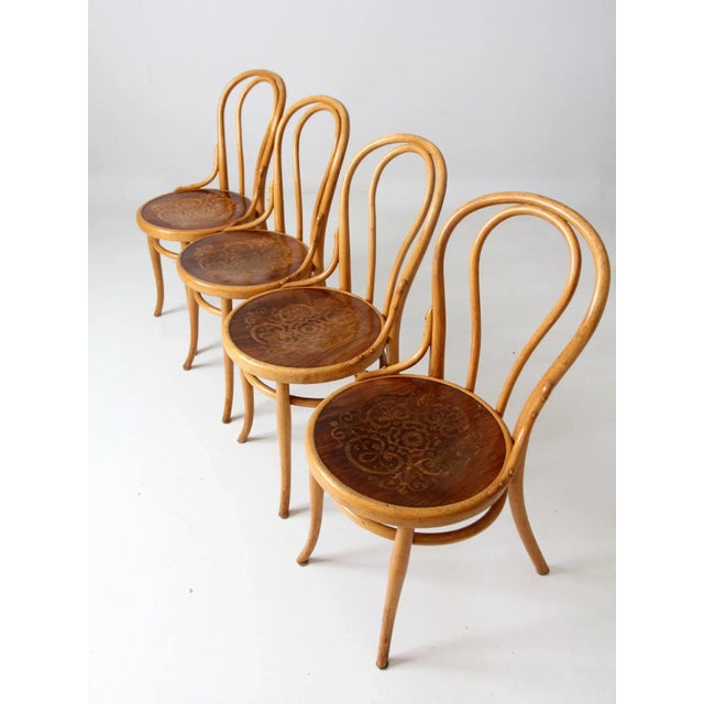 Mid-Century Modern Antique Thonet Bentwood Chairs Set of 4 For Sale - Image 3 of 13