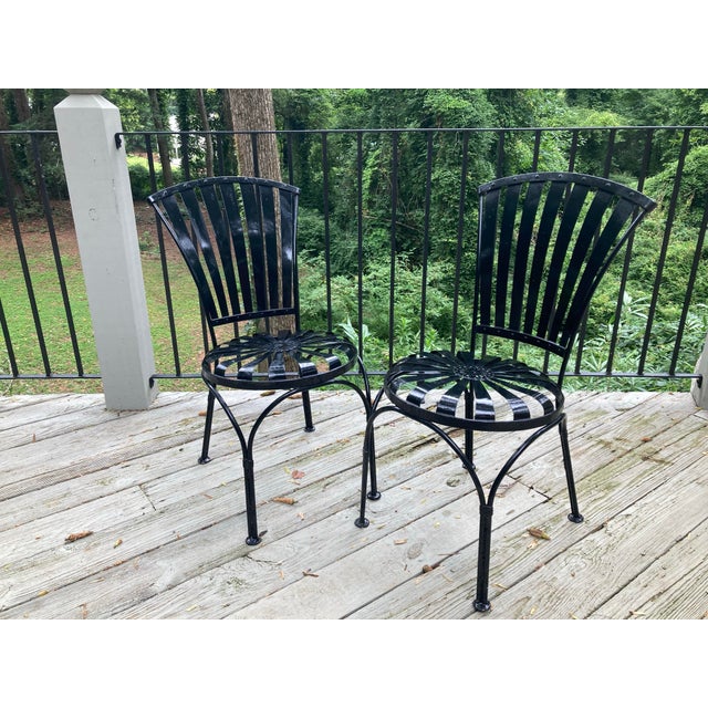 1950s Francois Carre Petite Fan Back Garden Chairs - Group of 6, Attributed For Sale - Image 9 of 12