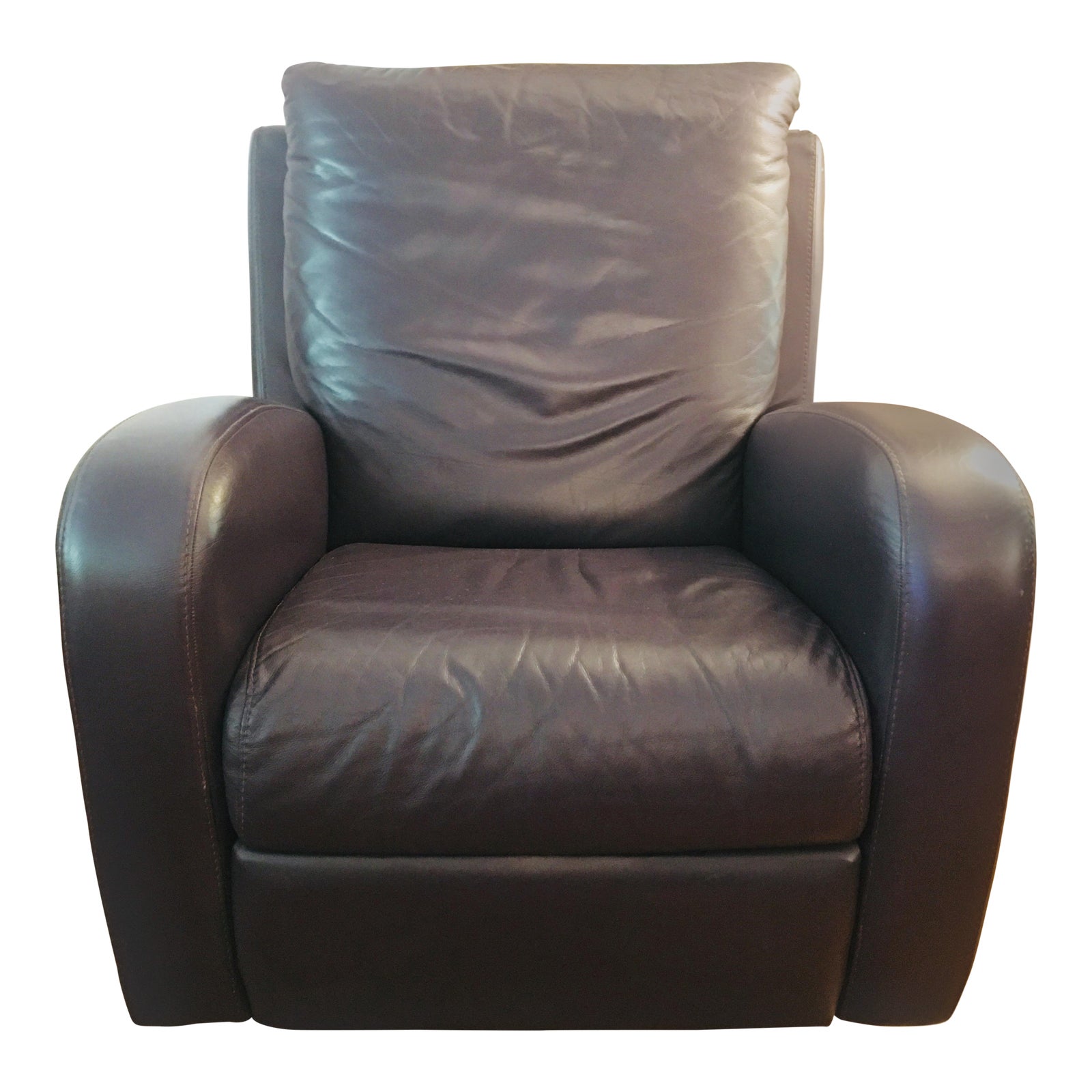 Natuzzi Italian Aubergine Leather Recliner Rocker Swivel Chair Chairish
