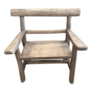 Andrianna Shamaris Wabi Sabi Aged Teak Wood Chair or Side Table For Sale