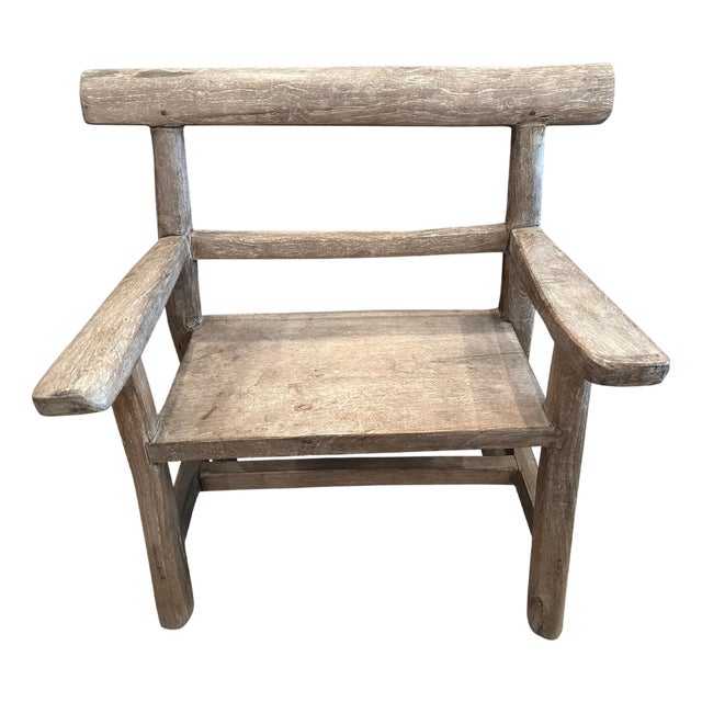 Andrianna Shamaris Wabi Sabi Aged Teak Wood Chair or Side Table For Sale