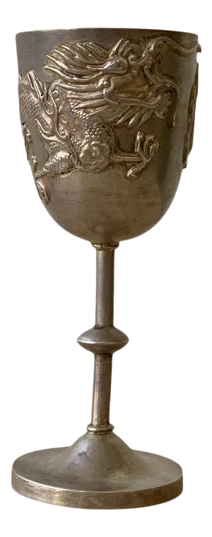 Antique Small Silver Dragon Goblet