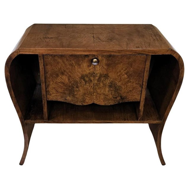 Mid-Century Italian Art Deco Style Walnut Waterfall Dry Bar Cocktail Cabinet, 1940s For Sale - Image 9 of 9