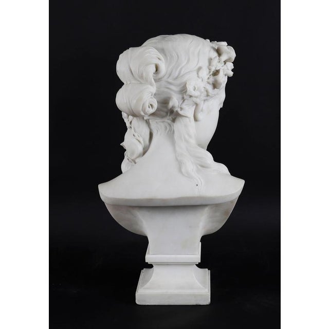 Eugene-Antoine Aizelin, Antique Bust of a Grecian Lady, 19th Century, Carrara Marble For Sale - Image 4 of 18
