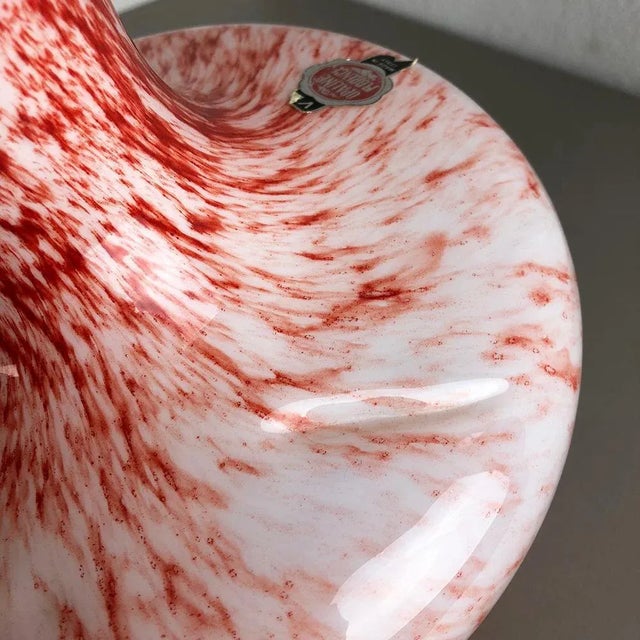 Red Large Vintage Pop Art Opaline Florence Vase, Italy For Sale - Image 8 of 11
