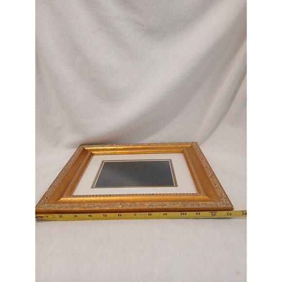 Wood Vintage Beautiful Gold Wood Picture Frame 13x11 Has Glass & Matt Regency Ornate For Sale - Image 7 of 11