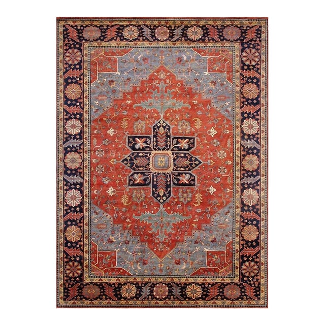 Pasargad Home Serapi Rust Wool Area Rug- 9' 1'' X 12' 0'' For Sale