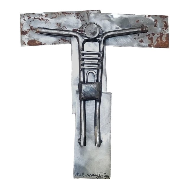 Vintage Brother Mel Meyer Steel Crucifix Steel Art Sculpture For Sale
