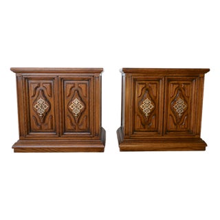 Unique Furniture Bolero II Collection 2817 | Walnut (Sandia) Finish Nightstands | Pair For Sale