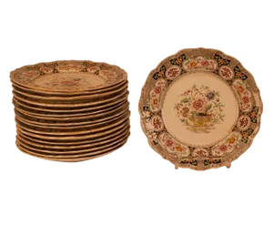 19th Century Vintage English Ironstone Plates- Set of 17