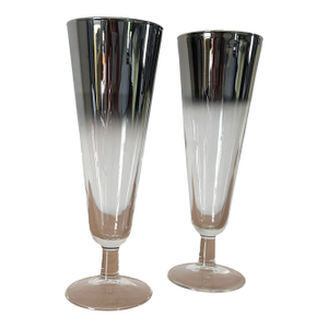 Pair of Midcentury Modern Ombre Champagne Flutes After Dorothy Thorpe