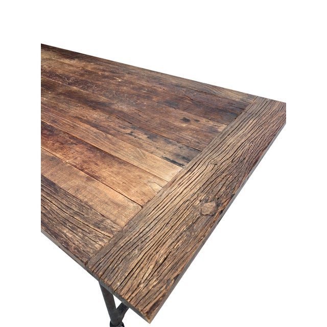 Restoration Hardware Flatiron Rectangular Dining Table in Reclaimed Wood Beautiful true reclaimed natural wood with iron...