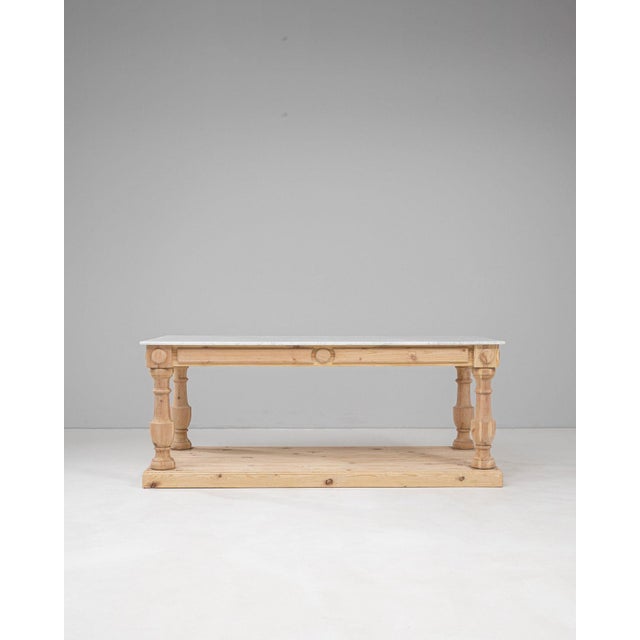 Mid 20th Century France Tan Wood Console Table For Sale - Image 11 of 11