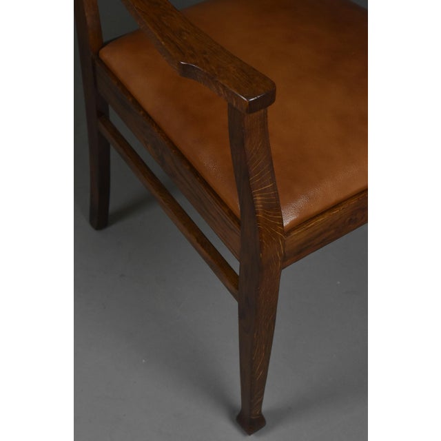 Art Deco Oak Armchair with Leather Seat, 1920s-1930s For Sale - Image 12 of 13