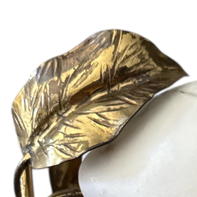 Hollywood Regency Vintage Italian Marble Lemon With Brass Leaves For Sale - Image 3 of 7