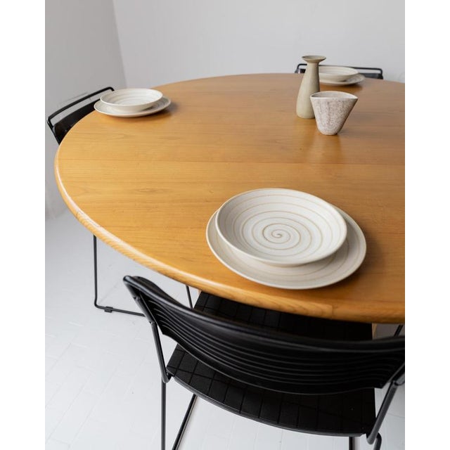 Large Vintage Italian Round Wooden Table, 1980s For Sale - Image 13 of 18