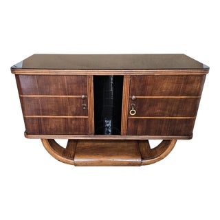 Mid-Century Art Deco Italian Walnut Burl and Mirror Mosaic Dry Bar Cabinet from Paolo Buffa, 1940s For Sale