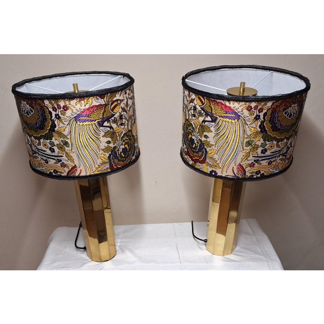Large Vintage Table Lamps with Brass Base and Fabric Shade from Lamplove, 1970s, Set of 2 For Sale - Image 10 of 10