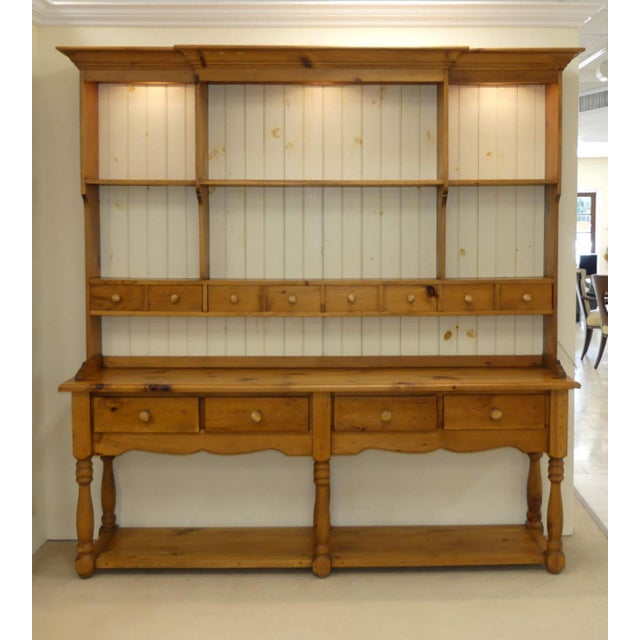 Farmhouse Country Pine Sideboard Or Credenza With Hutch Chairish
