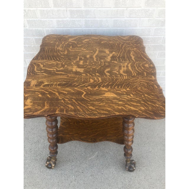 Antique Tiger Oak Parlor Side Table With Brass Claw Feet Chairish