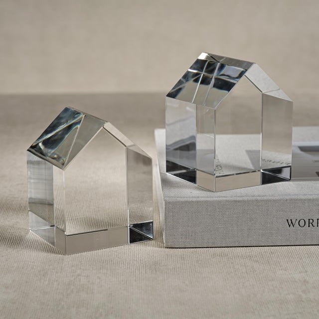 Contemporary Carmac House Crystal Glass Décor Bookends, Set of 2 For Sale - Image 3 of 3