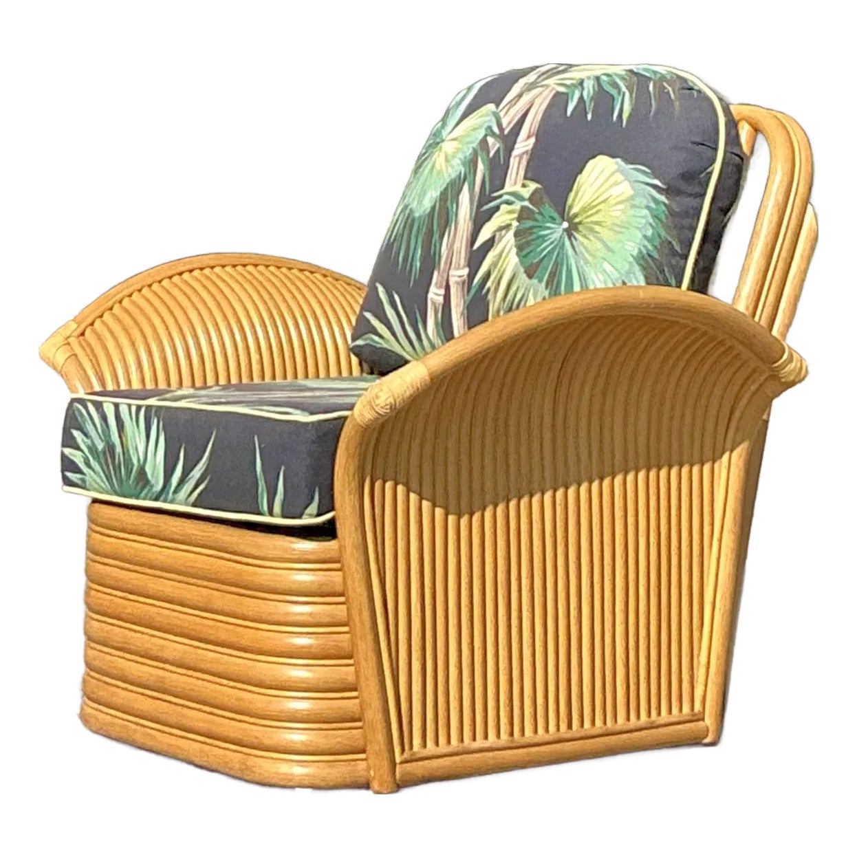 Vintage Coastal Palm Print Chair | Chairish