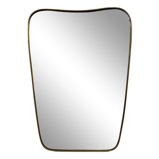 Italian Brass Wall Mirror, 1950s For Sale