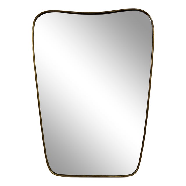 Italian Brass Wall Mirror, 1950s For Sale