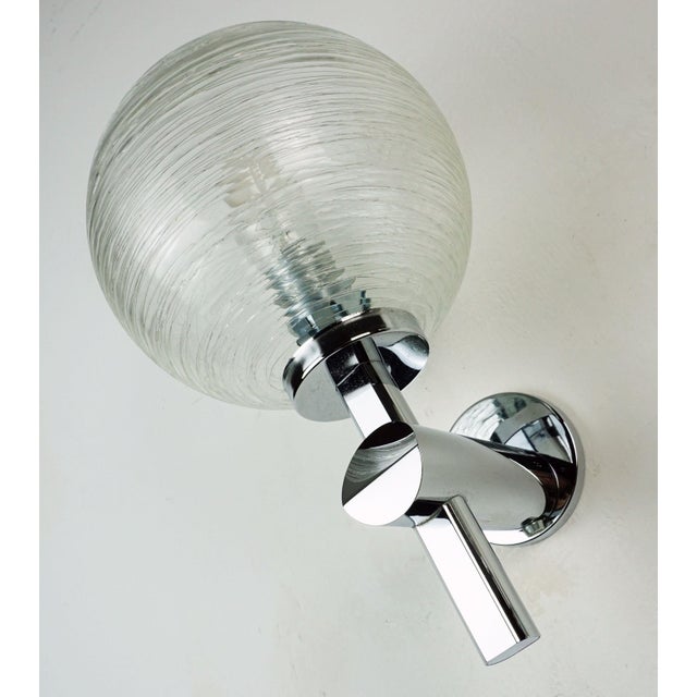 Vintage Wall Lights in Structured Glass and Chrome, 1970s, Set of 2 For Sale - Image 10 of 13